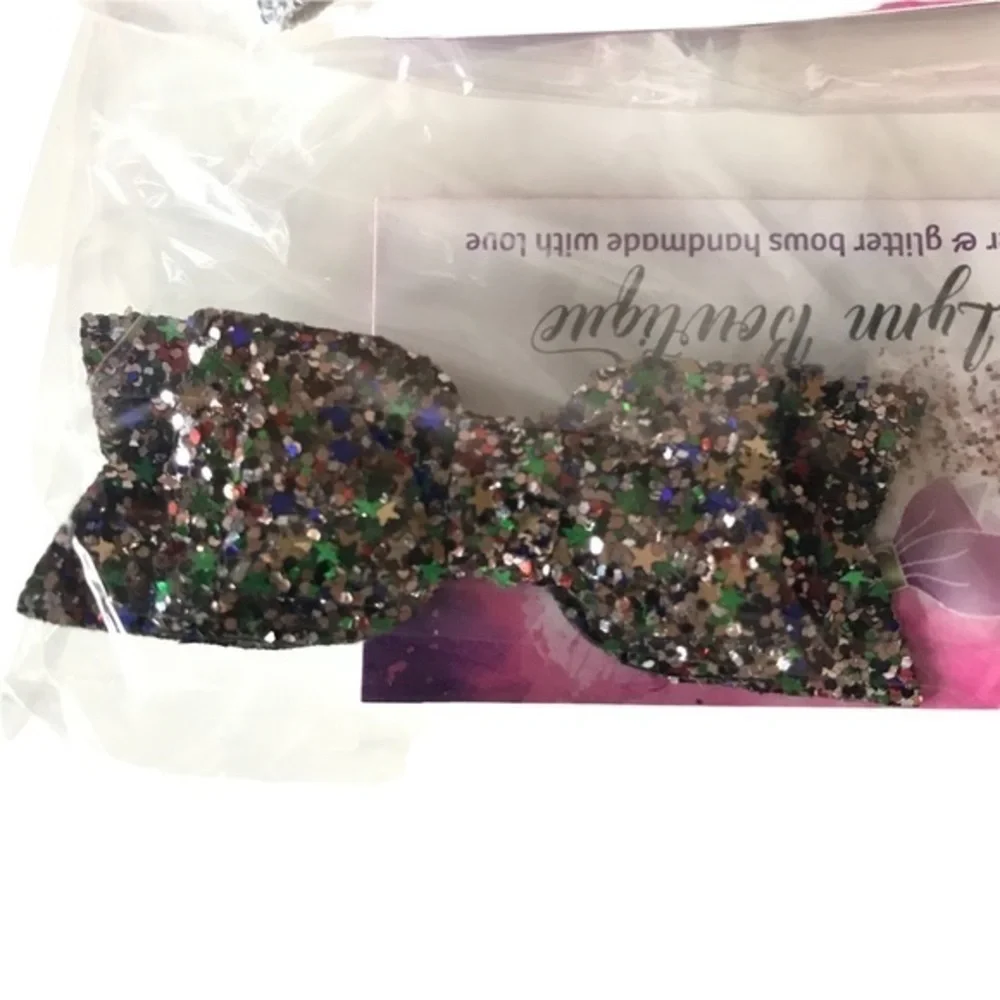 BRAND NEW HANDMADE SWEET SPARKLY GIRLS HAIR BOWS FLORAL SPARKLE SET OF 10